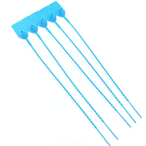 250mm Pull-Tite Plastic Security Seals Shipping Tags Disposable Signage Numbered(Package of 100) (Blue)