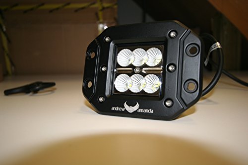2x 18w Square LED Work/Driving Light - Flush Mount - Flood Pattern