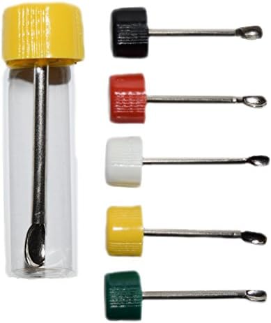 Small Glass Bottle with Snuff Spoon -High End Pocket Sized Glass Vial (Yellow)