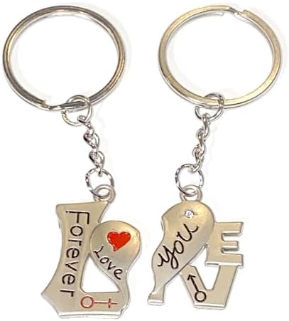 “Miss You” Couple Keychains – Anniversary/Birthday Gift for Him and Her, 8 cm Silver Keyring Pair Couples Keyring