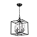 Jojospring La Pedriza 4-Light Antique Black Lantern Chandelier with Clear Glass Cylinders