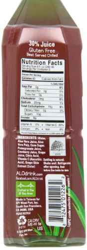 ALO Enrich Aloe Vera Juice Drink, Pomegranate + Cranberry, (Pack of 12), 16.9 Ounce Bottle