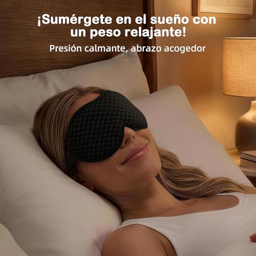 INNELO Antifaz para Dormir con Peso Mejorado de 130 g, Antifaz 3D para Mujeres y Hombres, Transpirable y Cómodo, Alivio de la Presión, 100% Bloqueo de Luz, para Dormir y Viajar, Negro