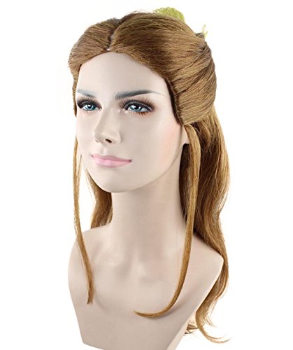 Cici Womens Belle Long Hair Curly Wigs Bun with Thin Side Tendrils for Cosplay Party Costume with Wig Cap, Brunette
