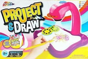 Drawing Projector with Bonus Sketch Book and 3 Projector Slides Great Kids Activity Perfect Christmas Present (Pink)