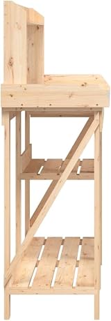vidaXL Potting Bench - Solid Fir Wood, Zinc-Top, Garden Storage view 6