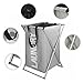 Chrislley X-Frame Laundry Basket Stand Oxford Dirty Foldable Laundry Hamper Sorter Waterproof Handles (Light Gray Hamper)