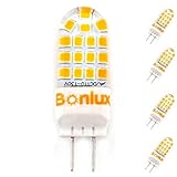 Bonlux 120V GY6.35 LED Light Bulb 40W Equivalent T3/T4/T5 G6.35 Bi-pin JC Type Halogen LED Replacement Bulb for Under-cabinet Accent Puck Light Desk Lamp Lighting (Warm White, pack-4)