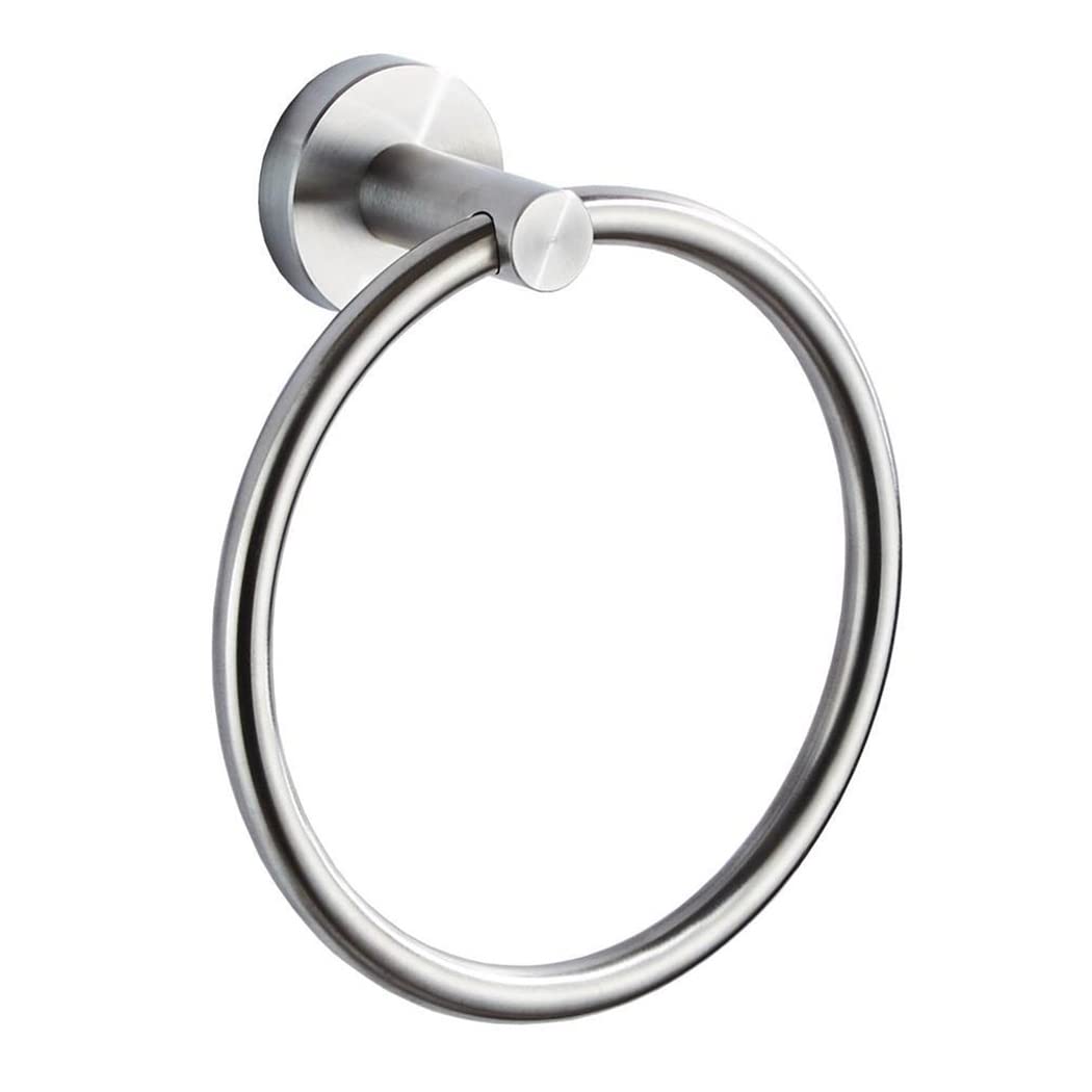 Stainless Steel Towel Ring - Bath Towel Holder Hand Towel Ring 6.29 in/16 cm, Hanging Towel Hanger Bathroom Accessories Contemporary Hotel Square Style Wall Mount (Steel)