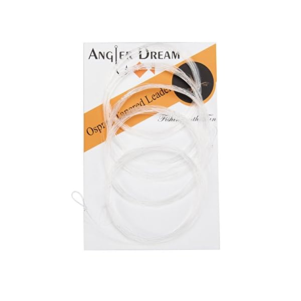 AnglerDream-Fly-Fishing-Tapered-Leader-Line-with-Loop-9FT-2X-6X-5-Pack-Clear