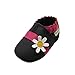 SAYOYO Baby Cute Flower Soft Sole Leather Infant Toddler Prewalker Shoes (Black,12-18 Months)