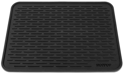 HOTPOP XXL (61 x 45, 7 cm) super stabile Silikon-Abtropfmatte und Untersetzer, spülmaschinenfest, hitzebeständig, umweltfreundlich (schwarz)