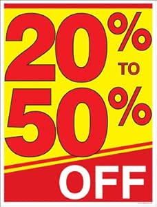 Amazon.com : 20 Percent to 50 Percent Off (%) Sale Window Sale Sign