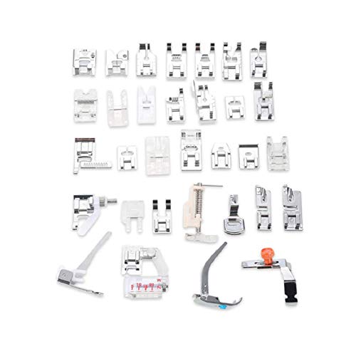 Dtacke 32Pcs Sewing Machine Presser Foot Feet Set with Box DIY Sewing Machine Accessories for Singer Brother Janome