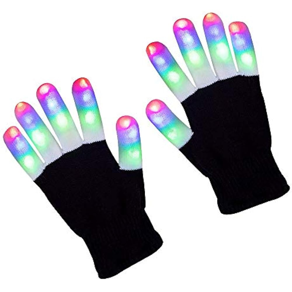 LED Gloves Finger Lights 3 Colors 6 Modes Flashing Rave Halloween Costume Party eBay