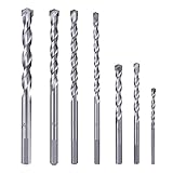 Meterk 7PCS Masonry Drill Bit Set with Sandblasting Surface Treatment, Drills Through Concrete,Masonry, Carbide Tipped Bits, Round Shank etc (Silver)