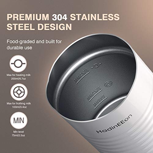 HadinEEon Milk Frother, Electric Hot Cold Milk Steamer, Soft Foam Maker