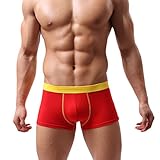 Voberry® Sexy Underwear Men's Boxer Briefs Shorts Bulge Pouch soft Underpants (M, Red)