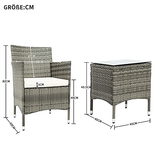 Moimhear Gartenlounge Set, Balkonmöbel Set Iowa Balcony, Polyrattan Balkonmöbel Set 4 Personen, 5tlg, inkl. Sitzkissen… – Bild 3