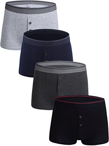 AngelCitys Men's Classic Cotton Stretch Underwear Boxer Briefs Shorts Underwear 4-Pack ,0003#4,Black,Dark Grey,Dark Blue,Light Grey,US XL,Tag 2XL