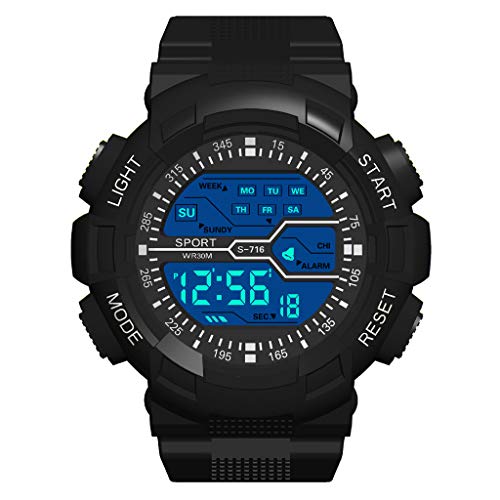Yezijin Multi Function Sports Fashion Seven Colors Colorful Luminous Electronic Watch for Father Men Student Youth Teens Boyfriend Lover's Birthday