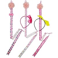 Hixixi 3 PCS 32" Lace Flowers Long Ribbon Headband Hair Clip Hair Bow Holder Storage Organizer for Baby Girls (Mix Flowers)