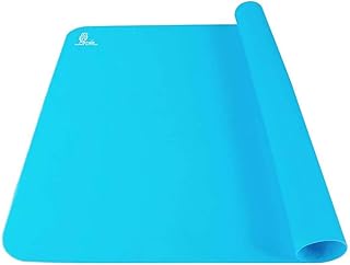 SUPER KITCHEN Antihafte rutschfeste Backunterlage/Backmatte Silikon Groß 60x40cm Ausrollmatte Teigmatte Silikonmatte Backfolie Arbeitsmatte für Fondant Gebäck Pizza Matte, BPA Frei, （Blau）