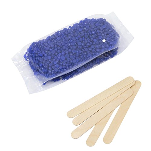 Hard Wax Beans 10.6 oz + 5pcs Wax Applicator Sticks â€“ Stripless & Painless Depilatory Waxing Kit â€“ Natural Wax Beads â€“ For Legs, Underarms, Brazilian Bikini, Eyebrow, Upper Lip, Face & Body (J)