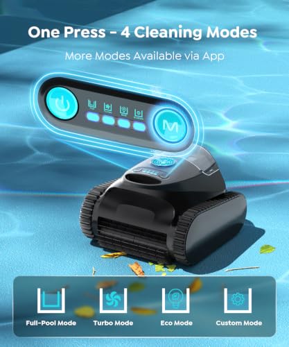 C1 Cordless Pool Cleaner Robot – 180 Mins Run Time, Triple-Motor Powerful Suction, Wall & Waterline Cleaning, Smart APP Navigation, Dual-Layer Filtration for Inground Pool up to 150㎡ (Semi-Black Blue)