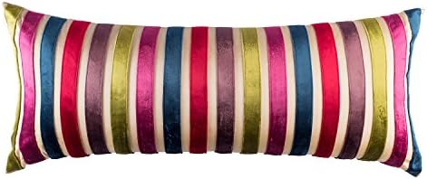 Plush Striped Lumbar Decorative Rectangle Throw Pillow Cover for Sofa, Couch, Bed,12x30, Multicolor