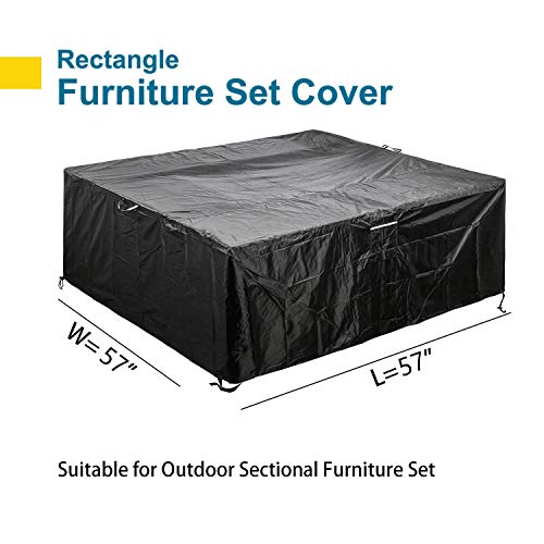 Square/Round Patio Dining Table and Chairs Set Cover Outdoor Furniture Set Covers Waterproof 57L inch