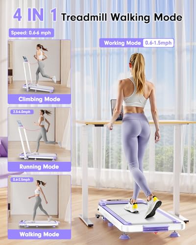 Walking Pad Treadmill with 10% Incline, Upgraded 3.5HP Low Noise Treadmills for Home, Trisomy 4 in 1 Foldable Treadmill, Walking Pad with Handle, 350+lb Capacity, Shock Absorption, Smart APP & Remote