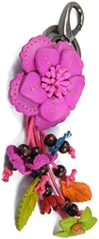 JJeShopping Camellia Flower Women's Leather Keychain, Pink