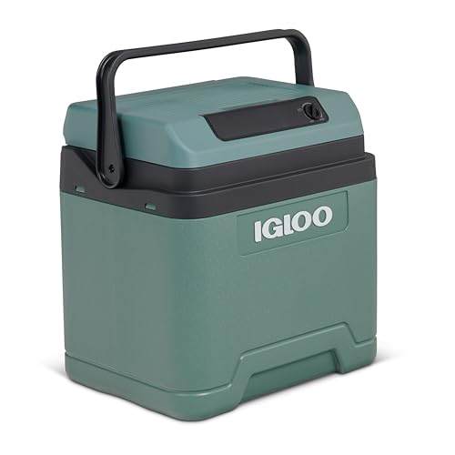 Igloo IE24 elektrische Kühlbox, 12V und 230V, 24L - kompakter Mini-Kühlschrank, grün, für Auto, Camping, Urlaub, Boot, Festivals - leicht, tragbar, mi