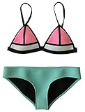 MUXILOVE Women Neoprene Wet Suit Top & Bottom Bikini Swimsuit Swimwear