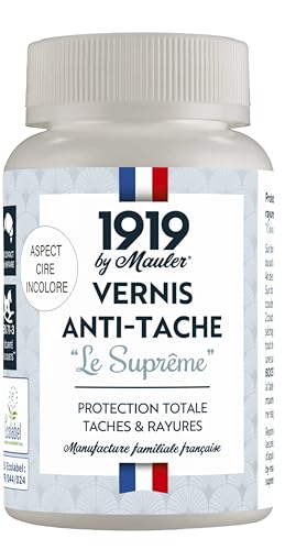 1919 BY MAULER - Vernis Multisupport "Le Suprême" - Aspect Cire Incolore - Produit Anti-Rayure, Anti-Tache - 4h de séchage entre chaque couche - 0,220 L