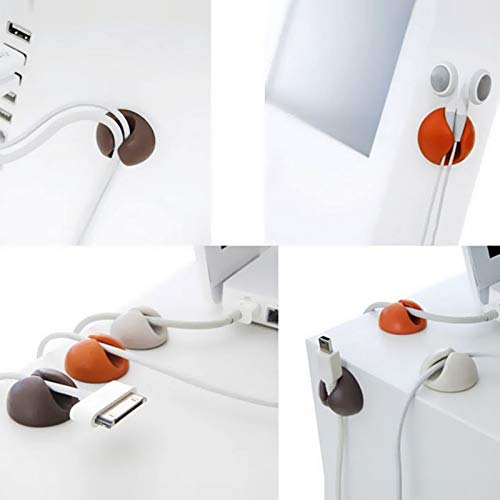VizGiz 10 Pack Cable Management Clips Organizer Cord Holder Adhesive Keeper Cable Raceway Multipurpose Clip for Desk Line Drop Desktop Mouse Headset Charger Computer Toothbrush Pen Winder Fixer Ties