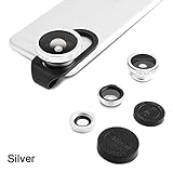 Camera Lens, i-Kawachi(TM) Universal 4 In 1 Clip Design (0.4x Super Wide + 0.67x Wide + 180 Degree FishEye + 10x Macro) Wide Angle Mobile Phone Lens