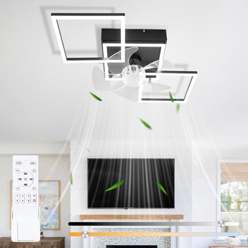Homefire Lámpara de techo moderna con ventilador de 68cm - Ventilador de techo con luz, 6 velocidades, LED, regulable, con control remoto y temporizador para sala de estar y comedor