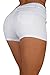 Basic Juniors Booty Shorts Premium Stretch French Terry Moleton with a Gentle Butt Lifting Stitching in White Size L