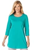 Women's Plus Size Perfect Knit Tunic Shirt In Pure Cotton With Scoop Neck, 3/4