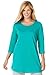 Women's Plus Size Perfect Knit Tunic Shirt In Pure Cotton With Scoop Neck, 3/4