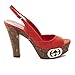 Gucci Women's Suede Cork High Heel Shoes Red