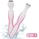 2 in 1 Women Shaver,Bikini Trimmer/Bikini Grooming Kit,Cordless Ladies shaver with Shaving and Bikini Head Perfect for Body/Face/Bikini Area, Waterproof Electric Razor/Shaver Hair Removal Wet/Dry
