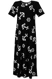 Jostar Women's Stretchy Long Dress Short Sleeve Print