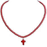 Kysin Chiys Boho Cross Necklace Pendant Choker Bohemian Turquoise Seed Bead Beaded Necklace Choker for Women Men Faith Jewelry Gift