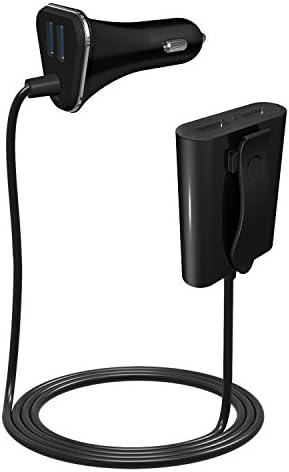 Wakeach 48W 9.6A 4-Port Car Charger USB Charging Adapter Simultaneously for the Front &amp; Back Seat, Smart charging for iPhone iPad Samsung Galaxy S8 Smartphone[Black}