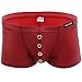YiZYiF Man's Lingerie Underwear Front Holes Brief Fetish Leather Like Underpants Wine Red Medium