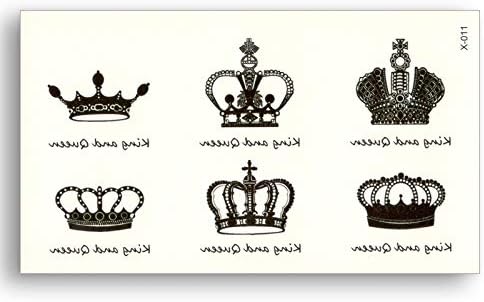 XYY 2 Sheets Fake Black Tiny Temporary Tattoo,Water Transfer Dotted Line Scissors Sticker Waterproof Fake Tattoo Stickers Crown King Queen Men Women Body Art (Color : 1PCS Crown)