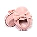 LIVEBOX Infant Baby Girls and Boys Premium Soft Sole Moccasins Tassels Prewalker Anti-Slip Toddler Shoes (S: 0~6 months, Bow- Princess Pink)